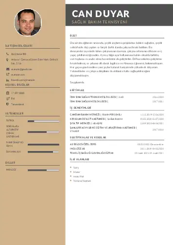 Hasta Bakıcı Cv Örnekleri cv indir